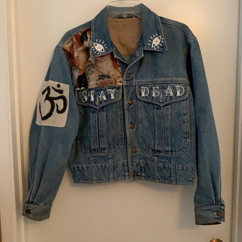 Jean jacket. Hand painted, 1 of a kind. Size S-M